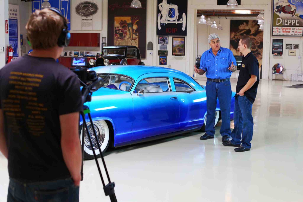 Filming Jay Leno's Garage in the Burbank hangar.